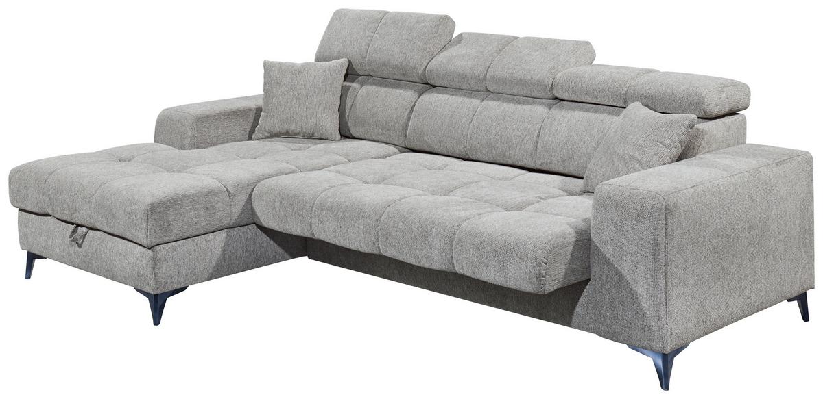 Ecksofa Sydney Hrellgrau S: 172/268 cm - Hellgrau/Schwarz, KONVENTIONELL, Textil (172/268cm) - MID.YOU
