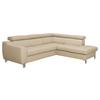 Ecksofa Aspen Beige S: 245 Cm - Chromfarben/Beige, Design, Leder/Textil (245/208cm) - Livetastic