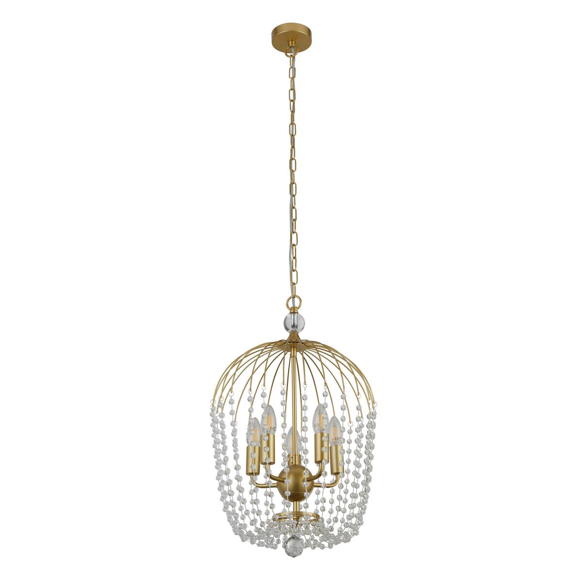 Hängeleuchte Shower H: 150 cm 5-Flammig - Goldfarben, Design, Glas/Metall (36/150cm)