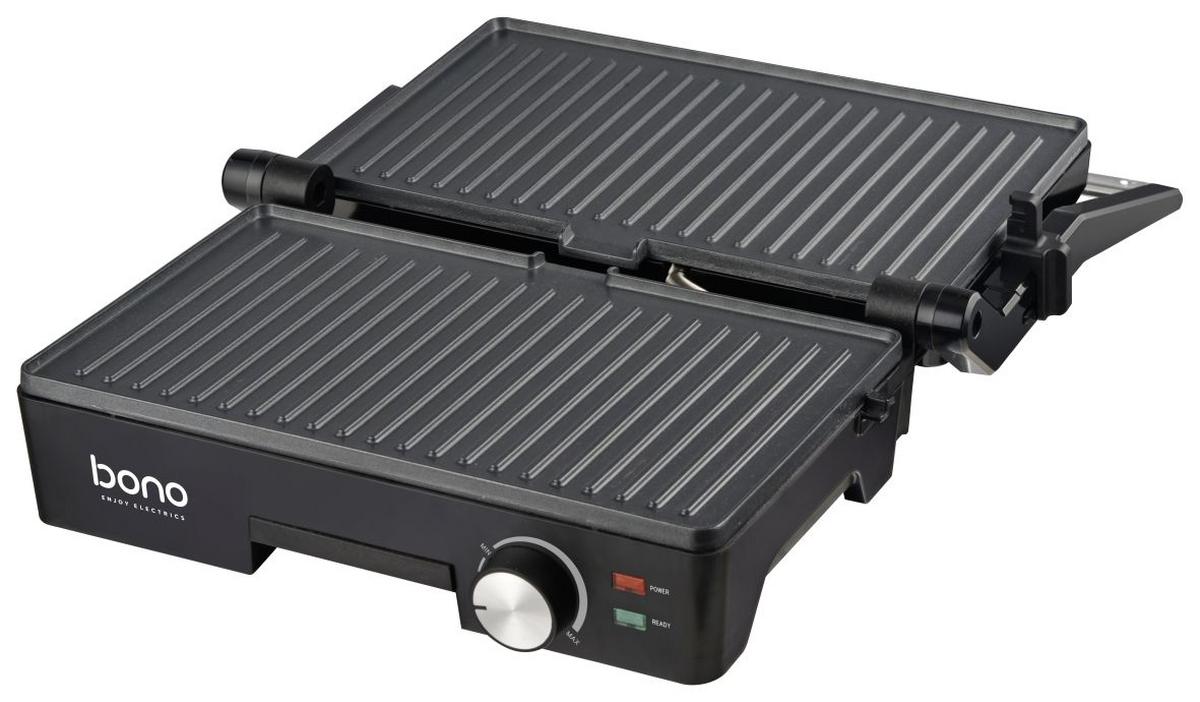 Kontaktgrill Marko Mit Herausnehmbarer Auffangschale - Edelstahlfarben, KONVENTIONELL, Metall (32,7/26,7/12,7cm) - Bono
