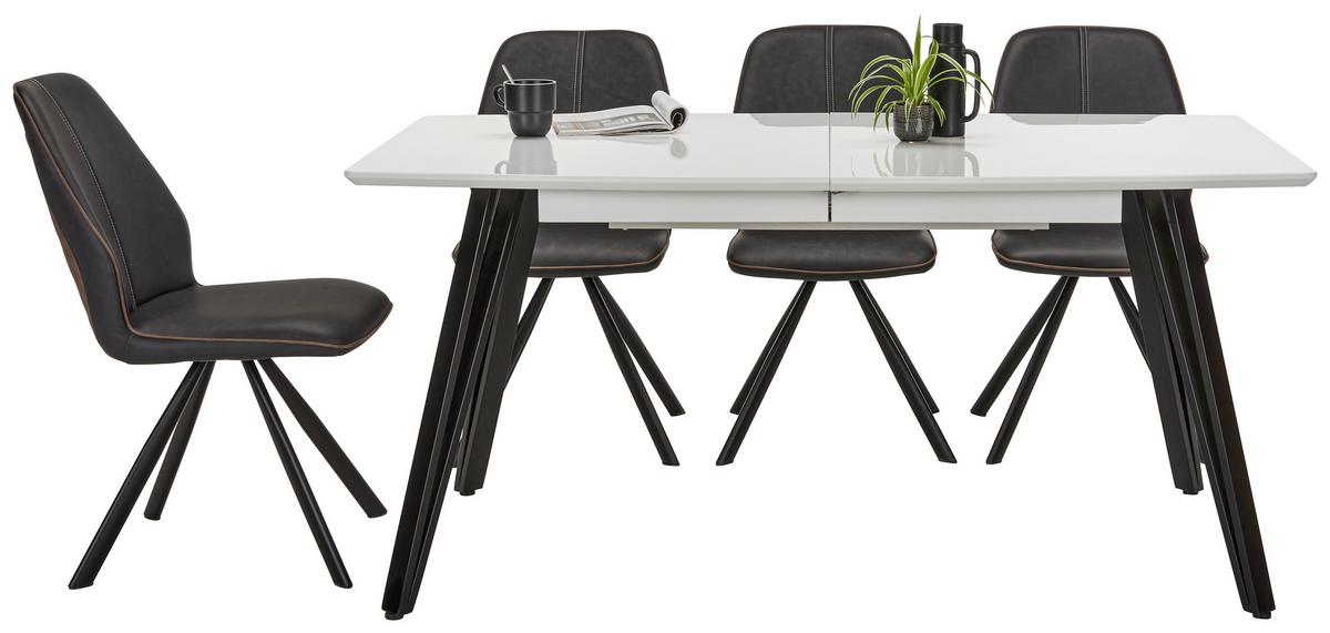 Rozťahovací stôl ISABELLE 160-240x90cm - čierna/biela, Modern, kov/kompozitné drevo (160-240/76/90cm) - Mömax