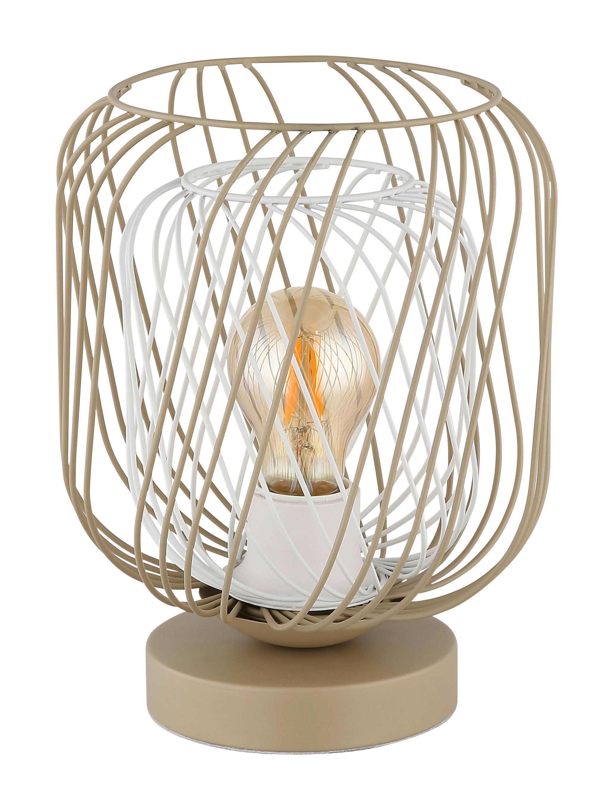 Tischleuchte Dichti Weiß Sandfarben D:18cm - Sandfarben/Weiß, Basics, Kunststoff/Metall (18/24,5cm) - Globo