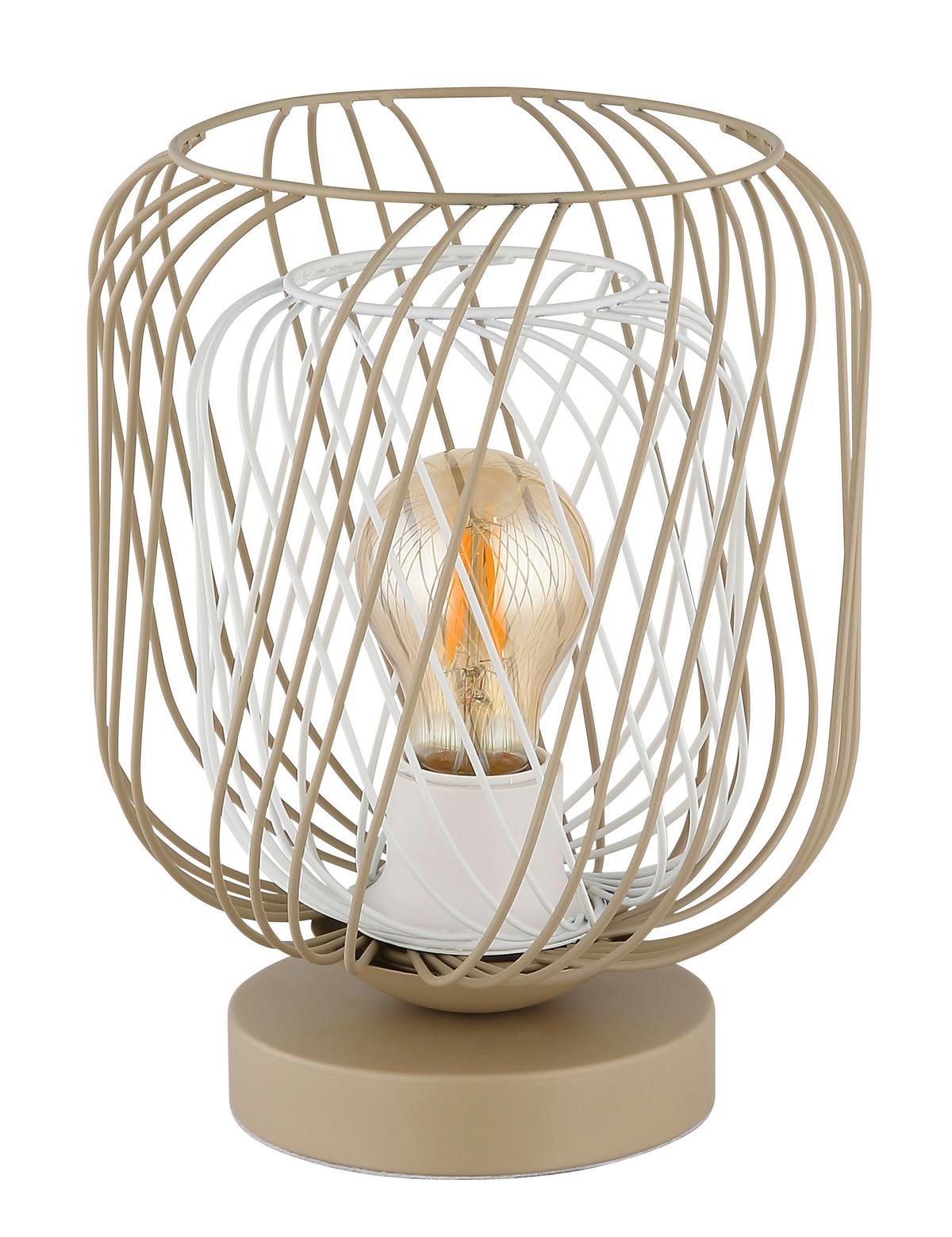 Tischleuchte Dichti Weiß Sandfarben D:18cm - Sandfarben/Weiß, Basics, Kunststoff/Metall (18/24,5cm) - Globo
