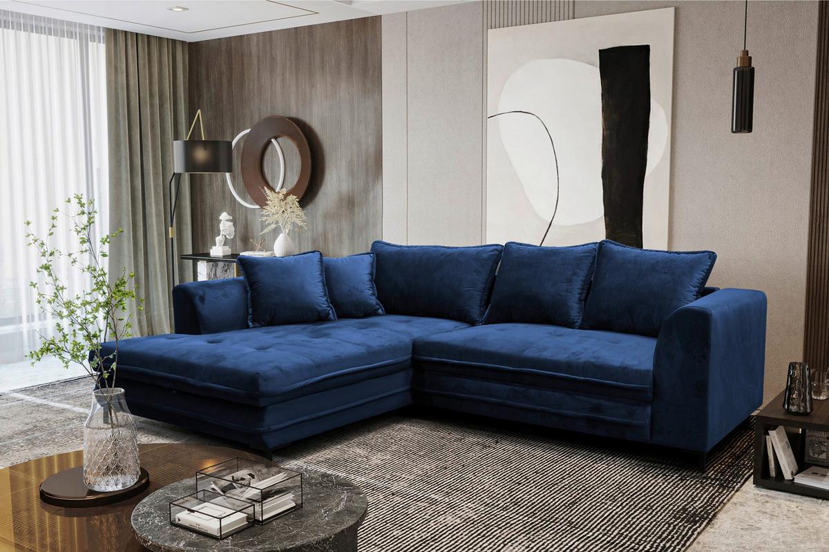 Eckschlafsofa Schlaffunktion Bello Royalblau - Blau/Royalblau, Design, Textil (187/277cm) - Livetastic