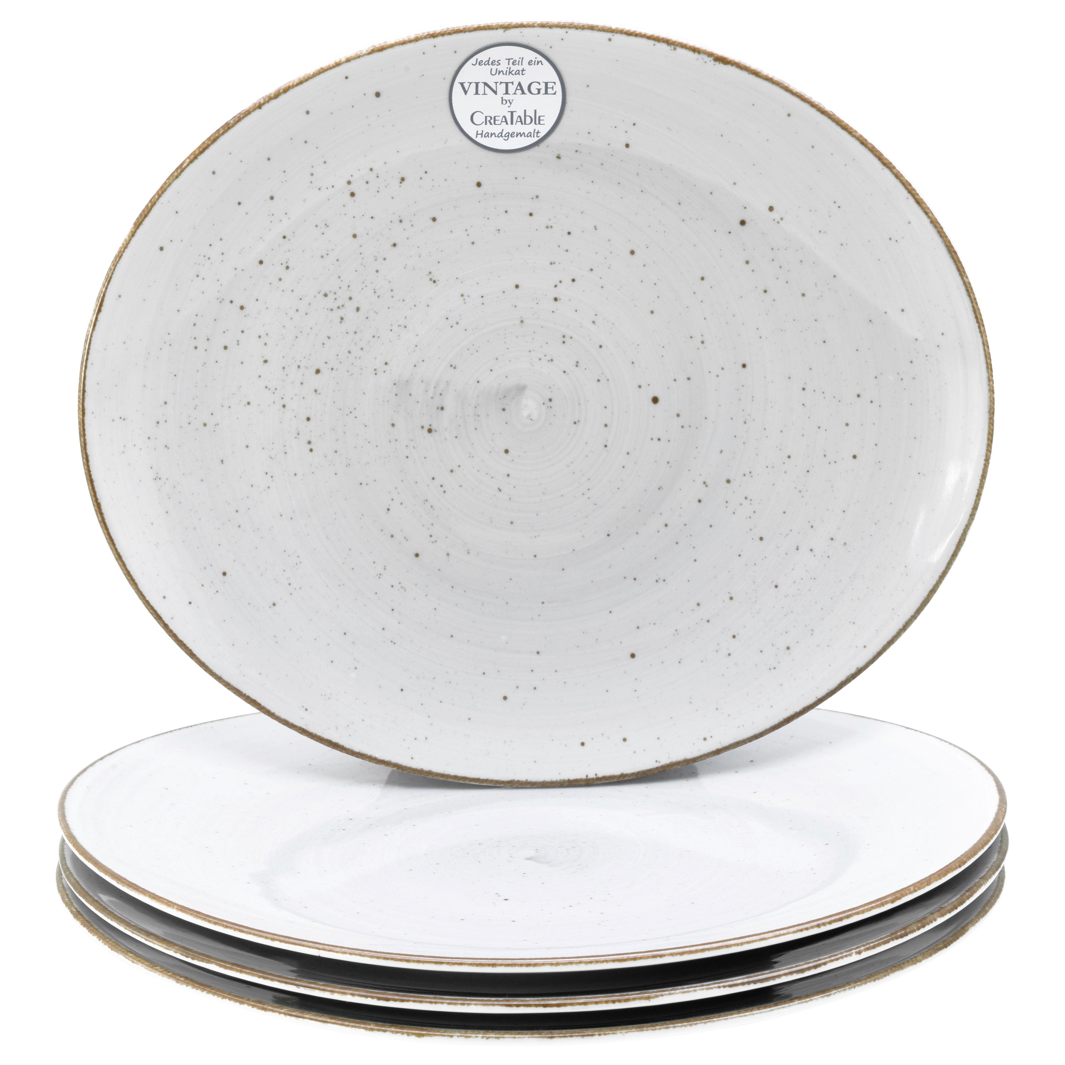 Steaktellerset Keramik, Grauweiß - Grauweiß, Basics, Keramik - Creatable