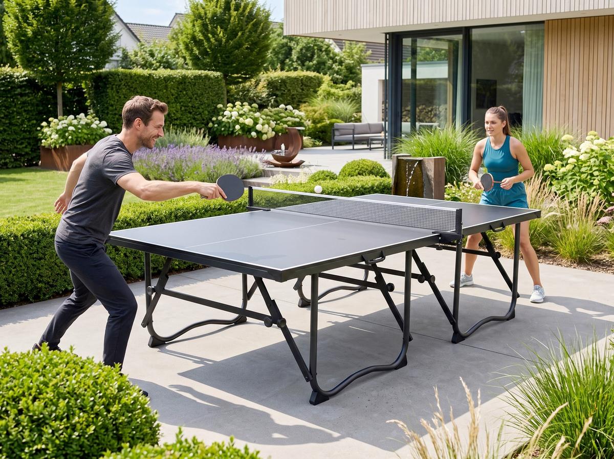 Tischtennistisch klappbar - Schwarz, Basics, Holzwerkstoff (274/152,5/76cm) - Prestige Home