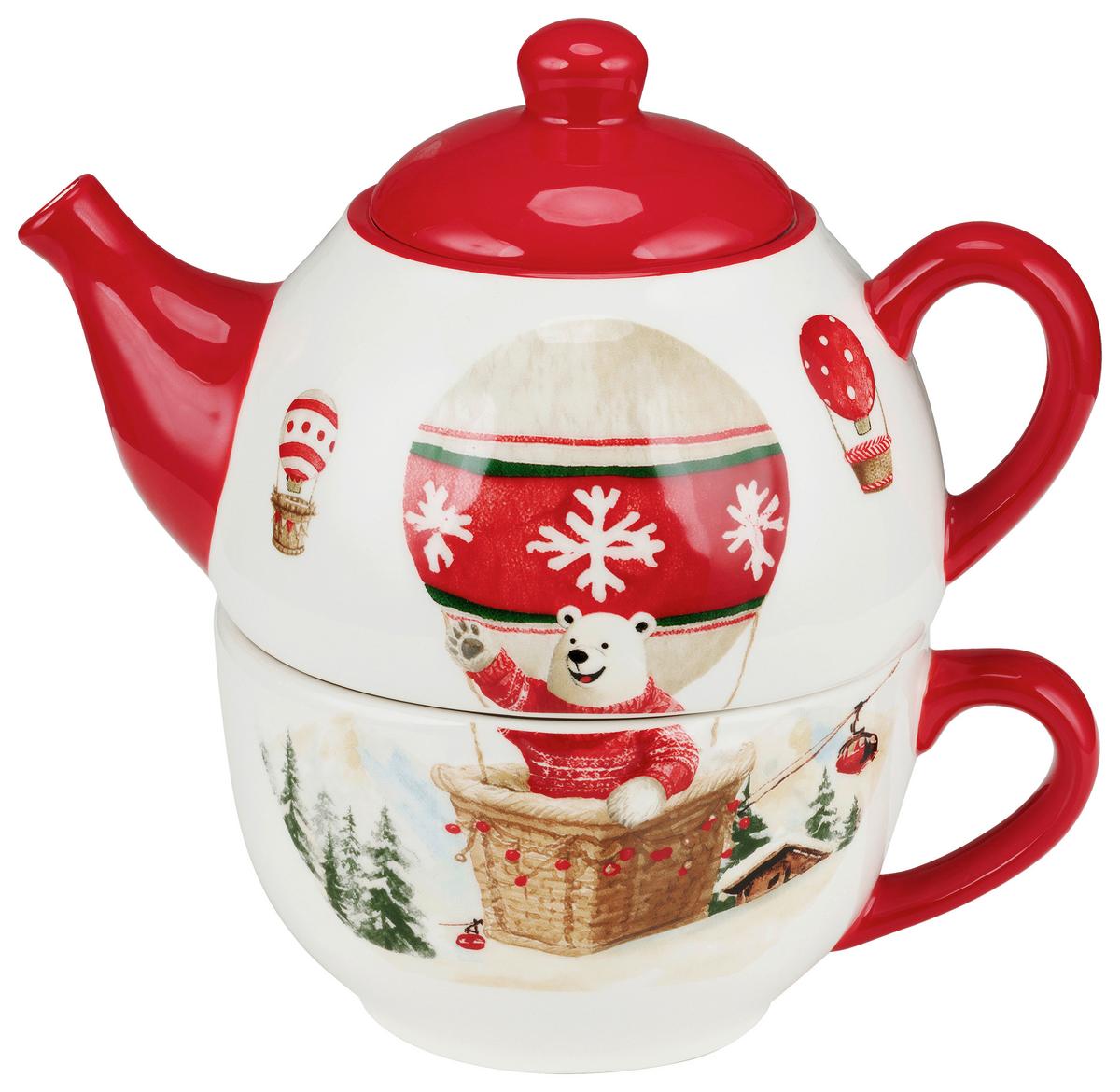 TEA-FOR-ONE-SET Finja - Rot/Multicolor, Design, Keramik (12/17,5cm) - Luca Bessoni