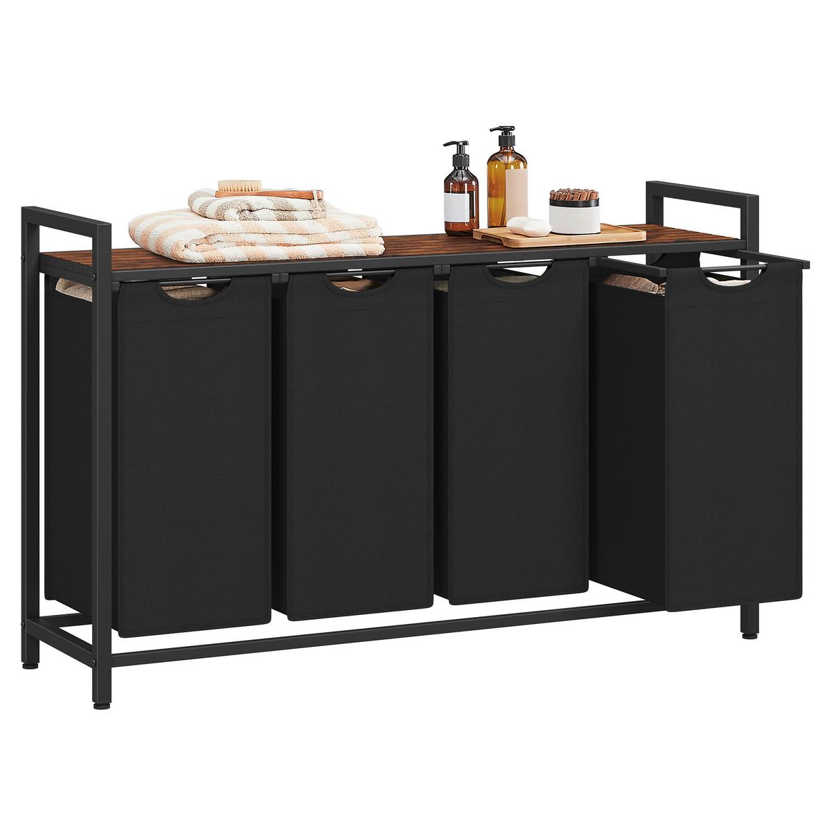 Wäschekorb Blh401b01 - Schwarz/Braun, Trend, Holzwerkstoff/Textil (116/72/33cm) - MID.YOU