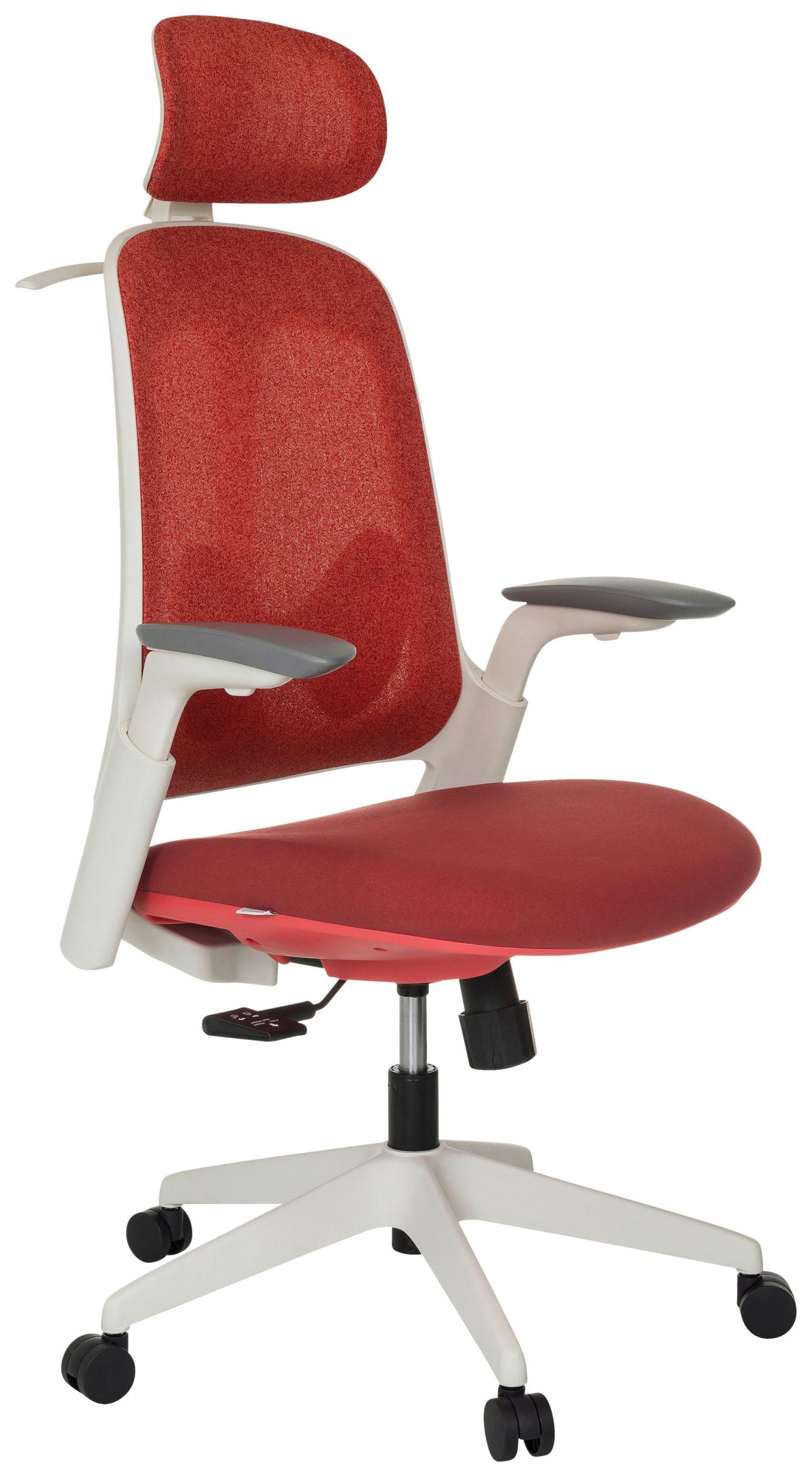 Drehstuhl Arceo Wf Rot B: 66 cm - Rot/Weiß, MODERN, Kunststoff/Textil (66/115-131/66cm) - MID.YOU