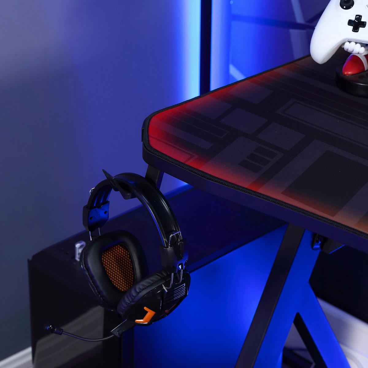 Gamingtisch Lumio Schwarz L: 140cm - Schwarz, MODERN, Holzwerkstoff/Metall (140/60/75cm) - X Rocker