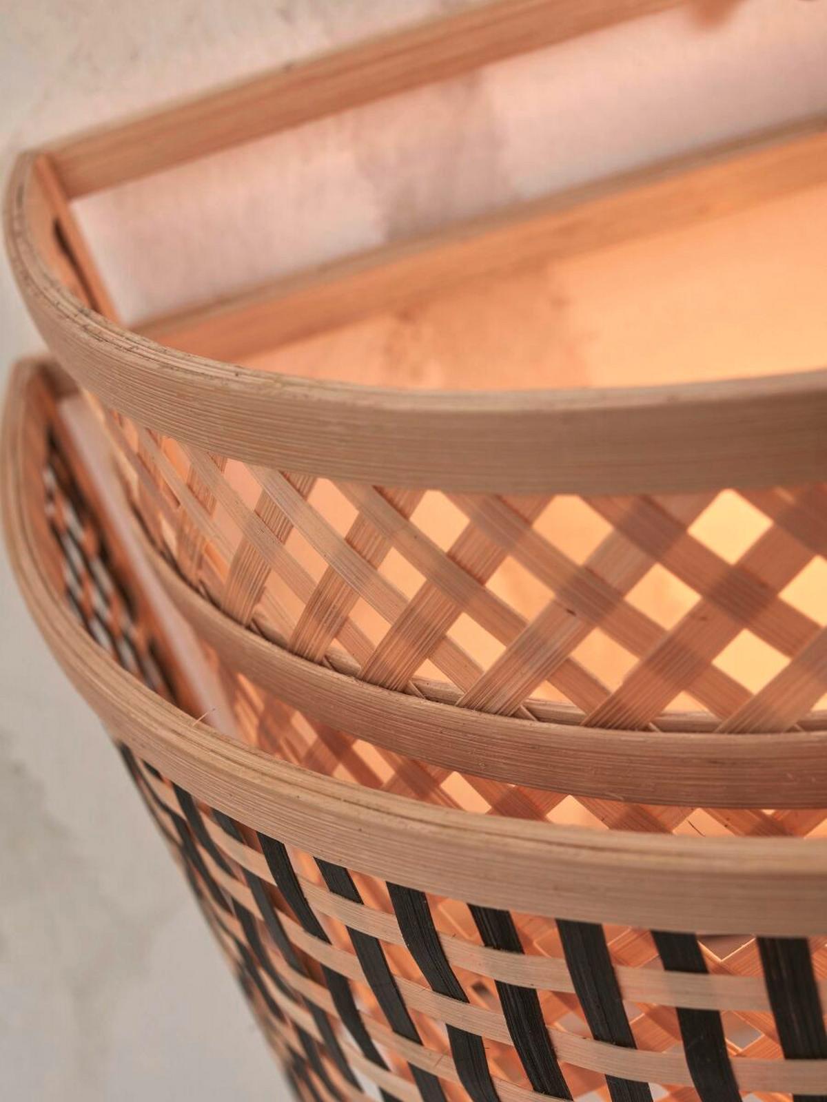 Wandleuchte Bhutan/w32/bn - Schwarz/Naturfarben, Trend, Holz (32/16/27cm) - Good & Mojo