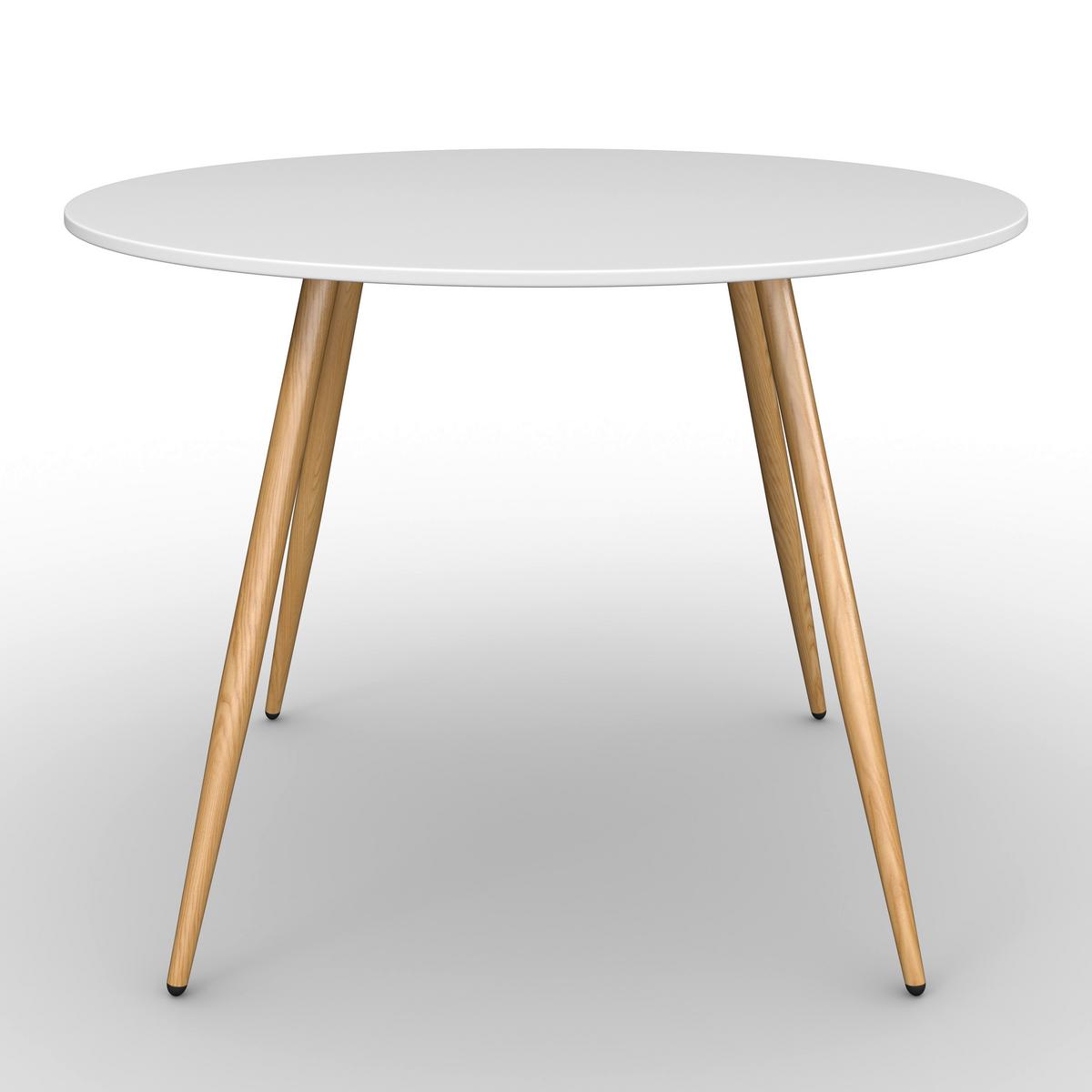 Jedálenský stôl JOHN 90 - biela/farba duba, Modern, kov/kompozitné drevo (90/75cm) - Bessagi Home