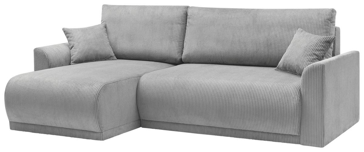 Rohová sedačka KIM L146, oboustranná, šedý manšestr - šedá, Moderní, dřevo (233/146cm)