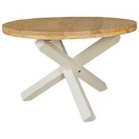 Esstisch Wl5.056 - Weiß/Akaziefarben, Design, Holz (120/120/75cm) - MID.YOU