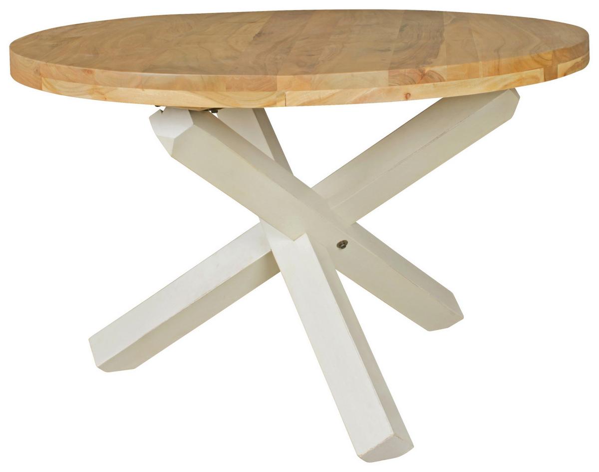 Esstisch Wl5.056 - Weiß/Akaziefarben, Design, Holz (120/120/75cm) - MID.YOU