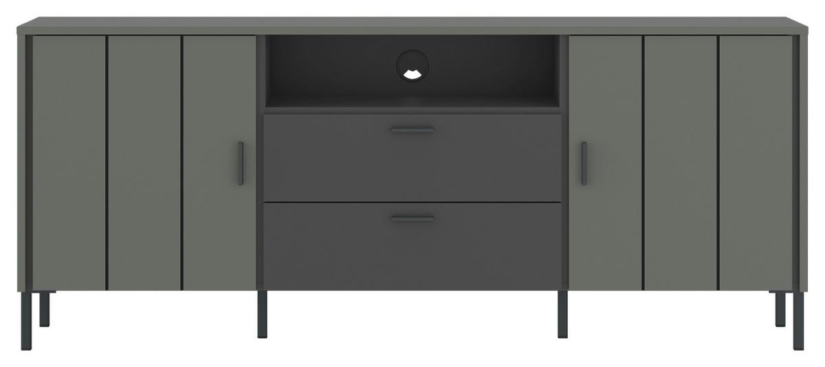 TV-Element Shirley Grau/Grün/Schwarz B: 173,2 cm - Schwarz/Grau, Design, Holzwerkstoff (173,2/65/40cm)