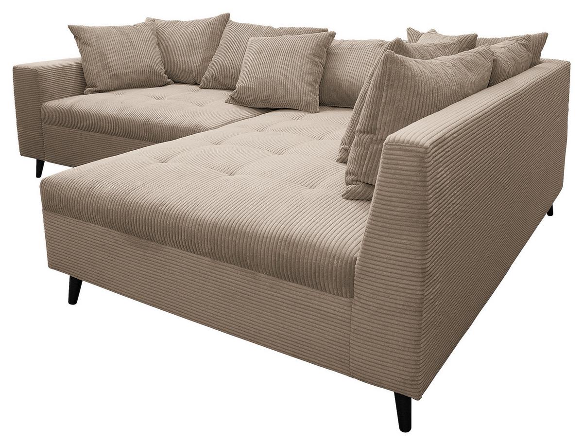 Ecksofa Pruno Hellbraun S: 247x174 Cmb - Hellbraun/Schwarz, Design, Textil (247/174cm) - MID.YOU