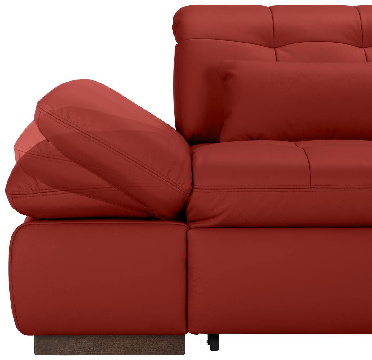 Rohová sedačka SANFINO, pravá, červená pravá kůže - barvy chromu/červená, Konvenční, kov/kůže (305/199cm) - Premium Living