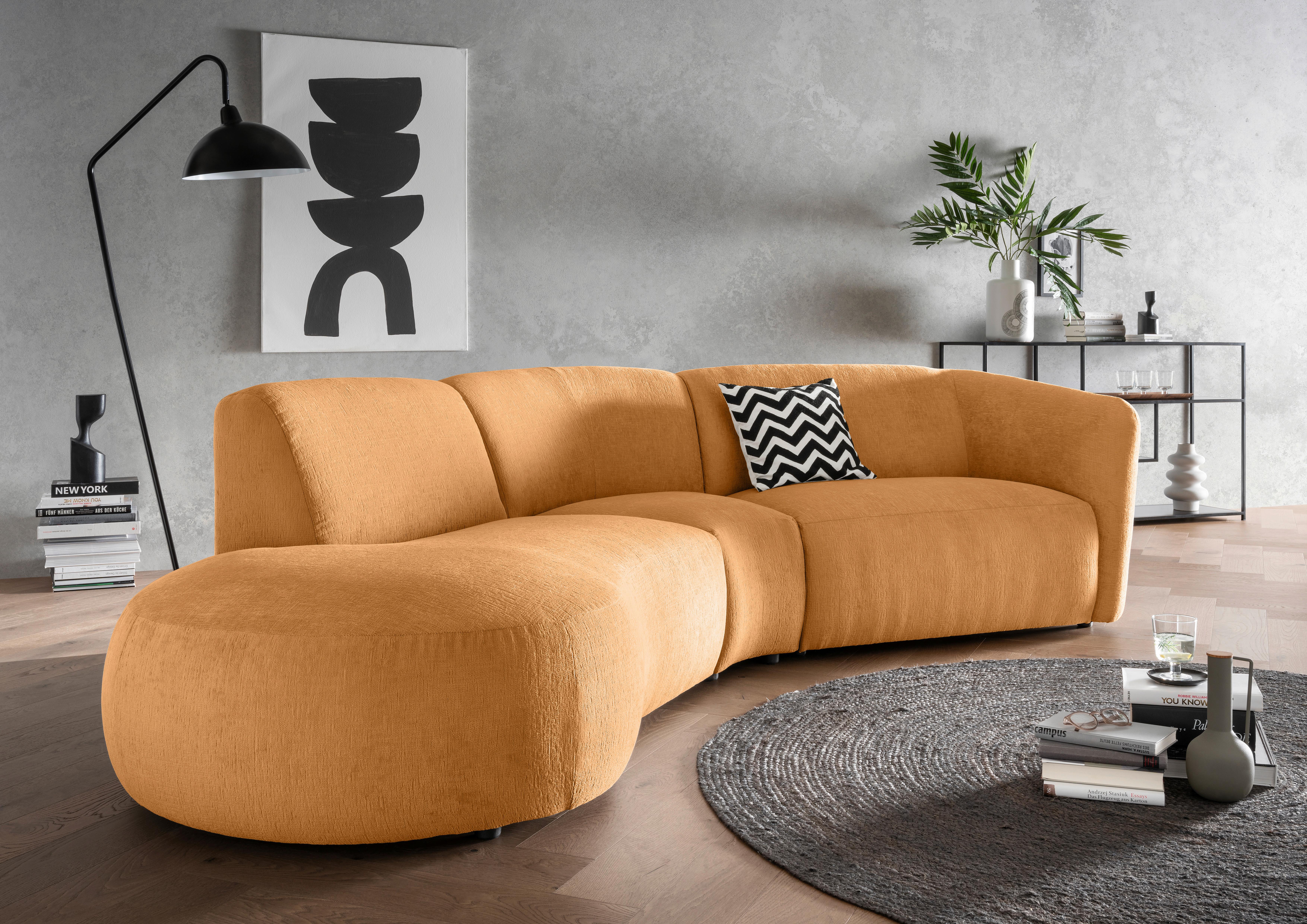 Ecksofa Jesi, Goldfarben S: 182x176 Cm - Goldfarben/Schwarz, MODERN, Textil (182/276cm) - Livetastic