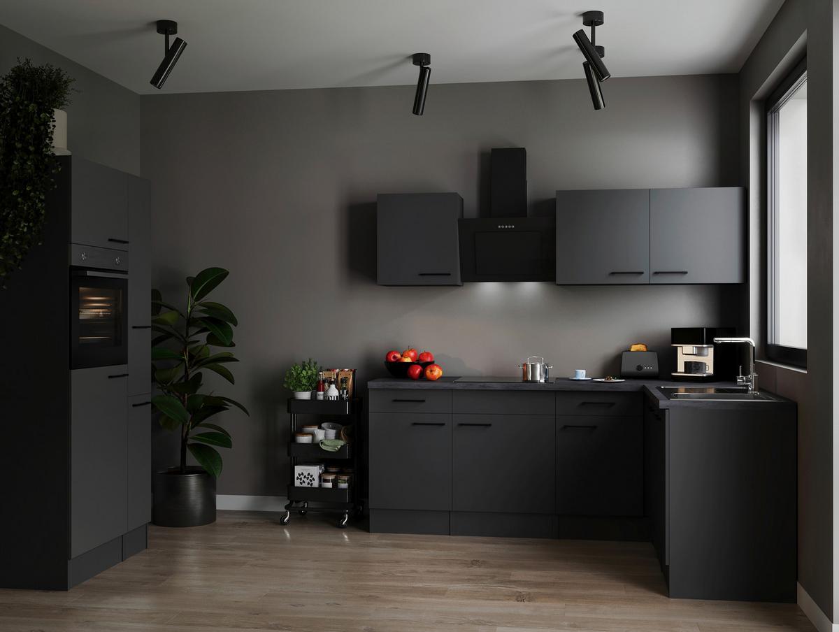 Eckküche Oliver Dunkelgrau S: 310x172cm - Dunkelgrau/Grau, Design, Holzwerkstoff (310/172cm) - Respekta