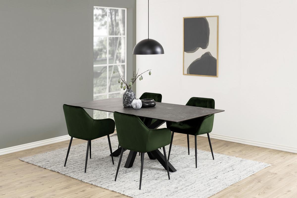 Židle s područkami BROOKE zelená samet - černá/zelená, Trend, kov/textil (58/83/55cm) - Livetastic