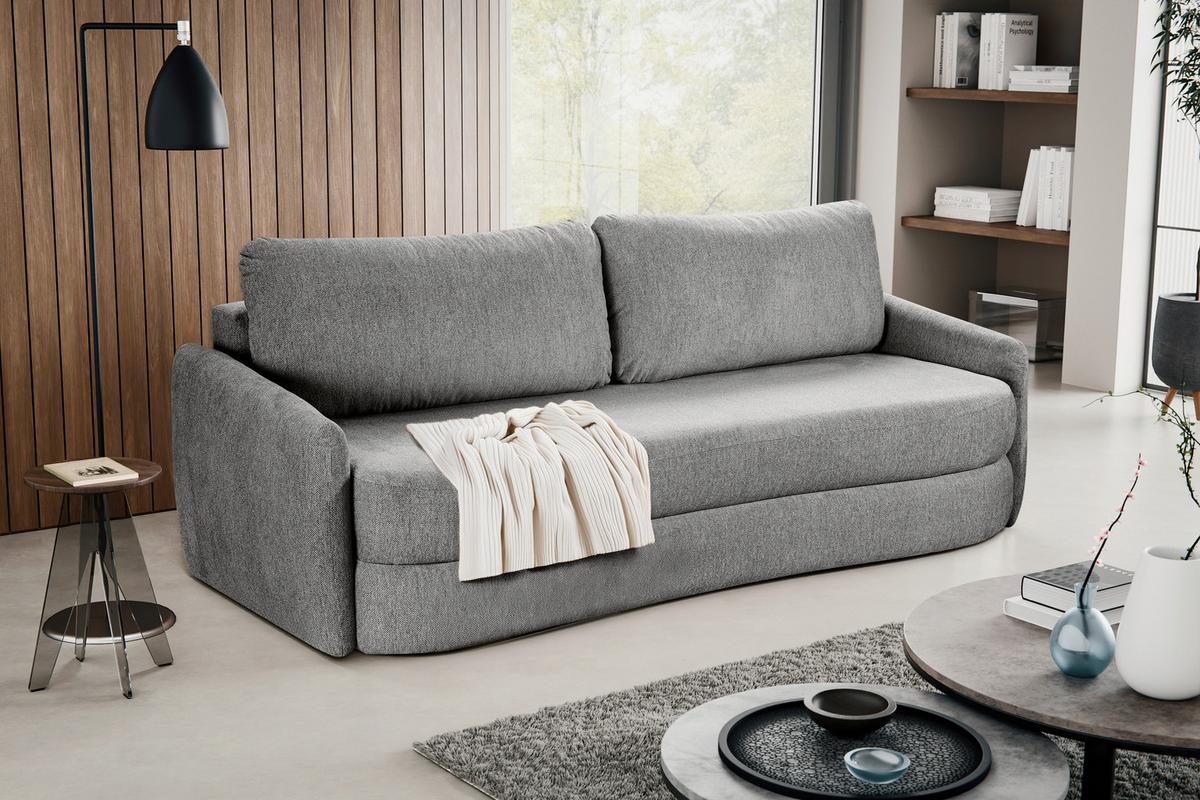 Schlafsofa Diana Grau B: 231cm - Schwarz/Grau, Basics, Holz/Textil (231/93/108cm) - MID.YOU