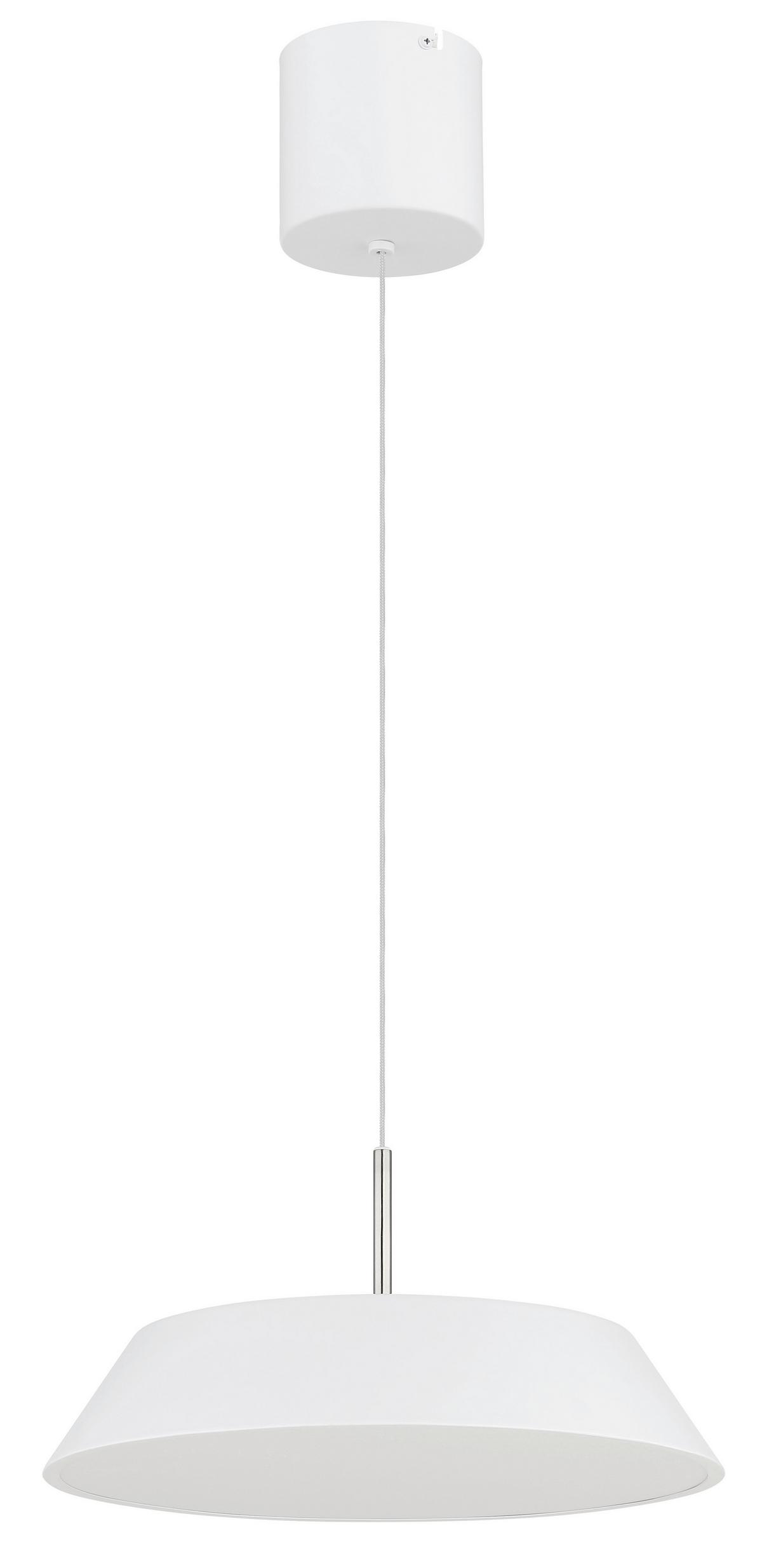 Led-hängeleuchte 3000k, 24w, 2900lm - Weiß/Nickelfarben, Basics, Kunststoff/Metall (40/180cm) - Globo