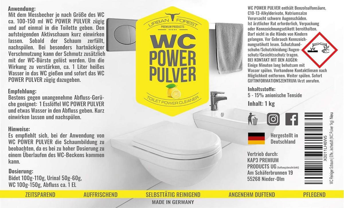 Reinigungsset WC Power Pulver - Basics (1kg) - Urban Forest