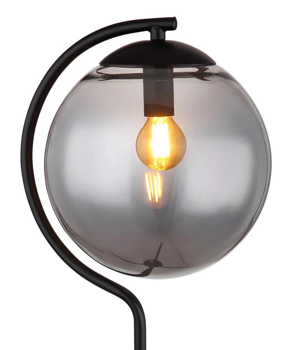 Tischlampe Porry Schwarz Mit Wippschalter - Schwarz, Basics, Glas/Metall (35/50cm) - Globo