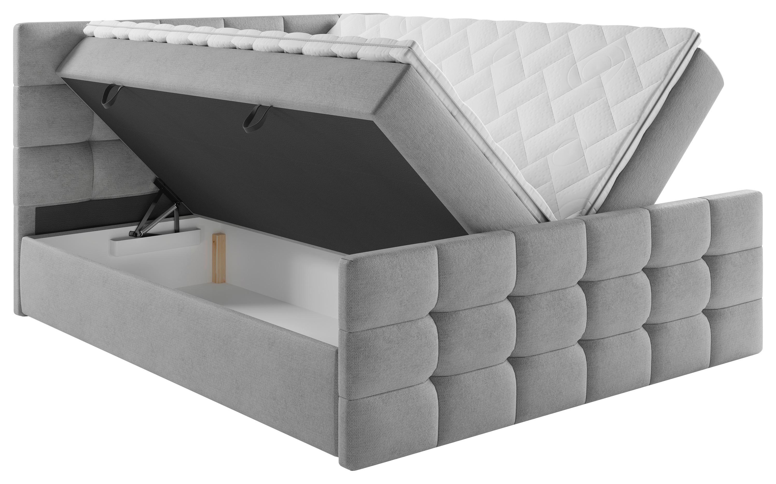 Polsterbett Mit Matratze 180x200 Memphis Grau - Schwarz/Grau, KONVENTIONELL, Holzwerkstoff/Textil (180/200cm)
