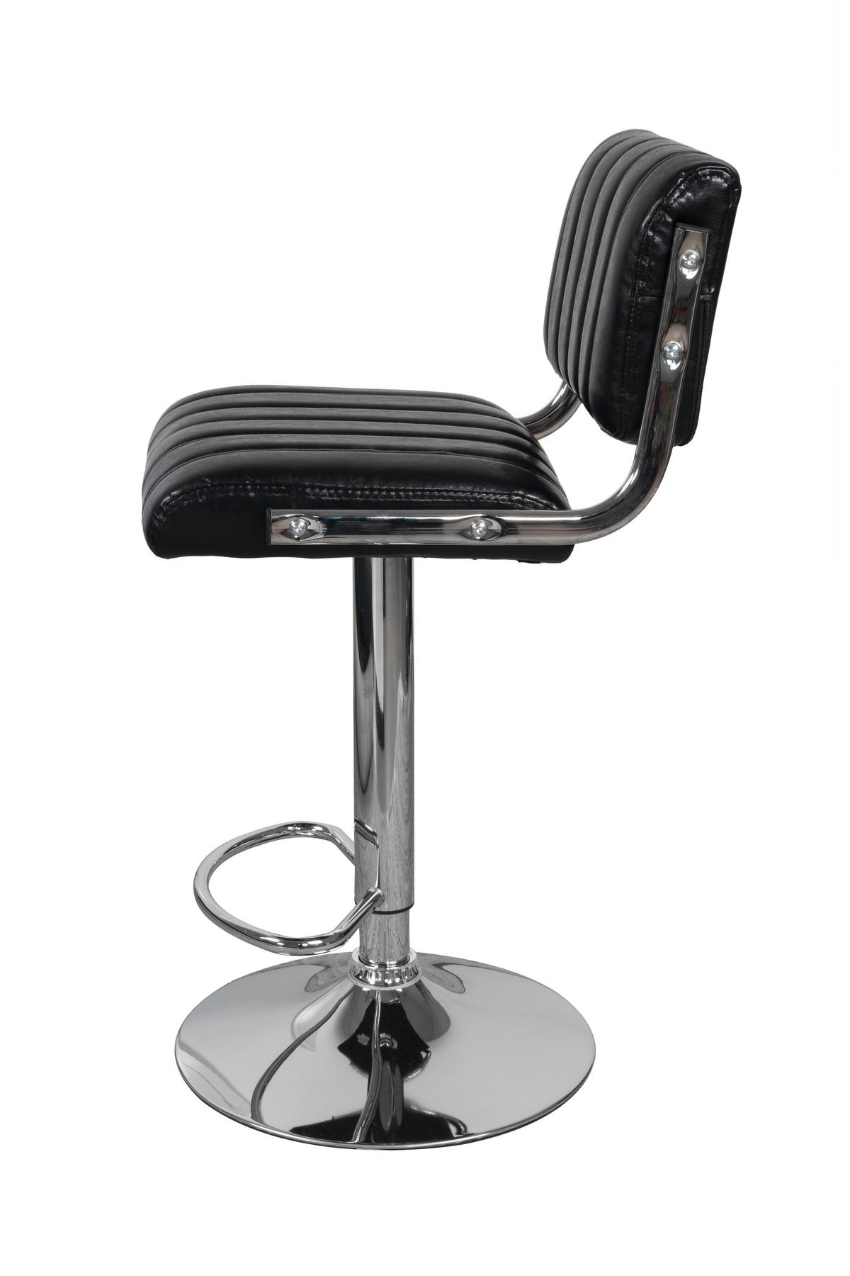 Barhocker mit Lehne 2er-Set Midnight Lederlook Schwarz - Schwarz, MODERN, Metall (51,5/109/43cm) - Kayoom