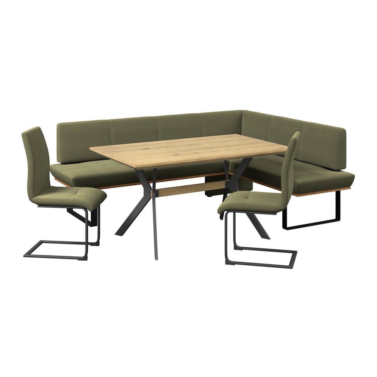 Eckbank Trisan Webstoff grün, S:245x175cm - Schwarz/Grün, MODERN, Holz/Textil (245/175cm) - James Wood