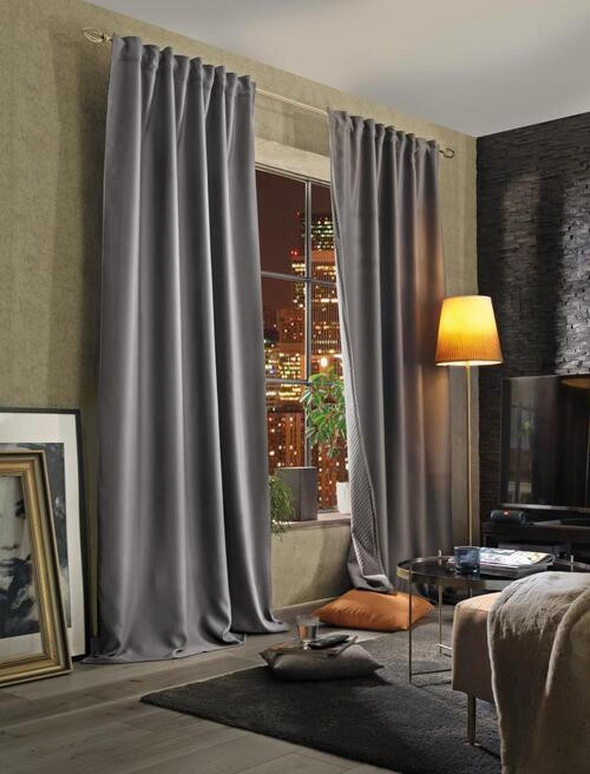 Lärmschutzvorhang Grau B: 135 cm - Grau, KONVENTIONELL, Textil (135/225cm)