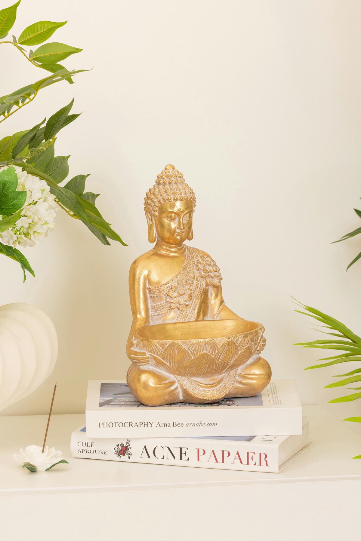 Buddha Trashi - Goldfarben, KONVENTIONELL, Kunststoff (17/16/26cm) - Luca Bessoni