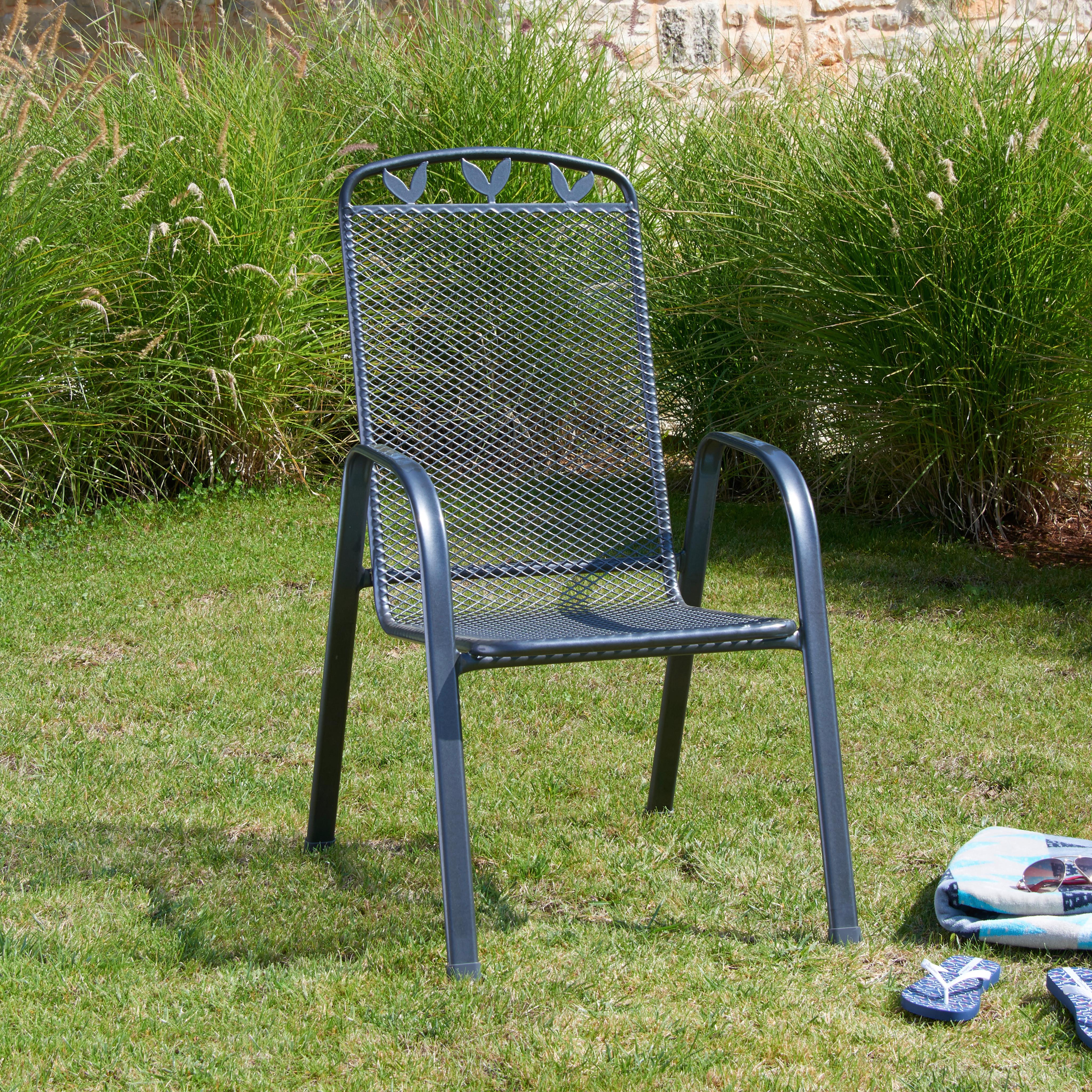 Gartensessel Stapelbar Toulouse Stahl, Kunststoff - Anthrazit, MODERN, Kunststoff/Metall (55cm) - Luca Bessoni