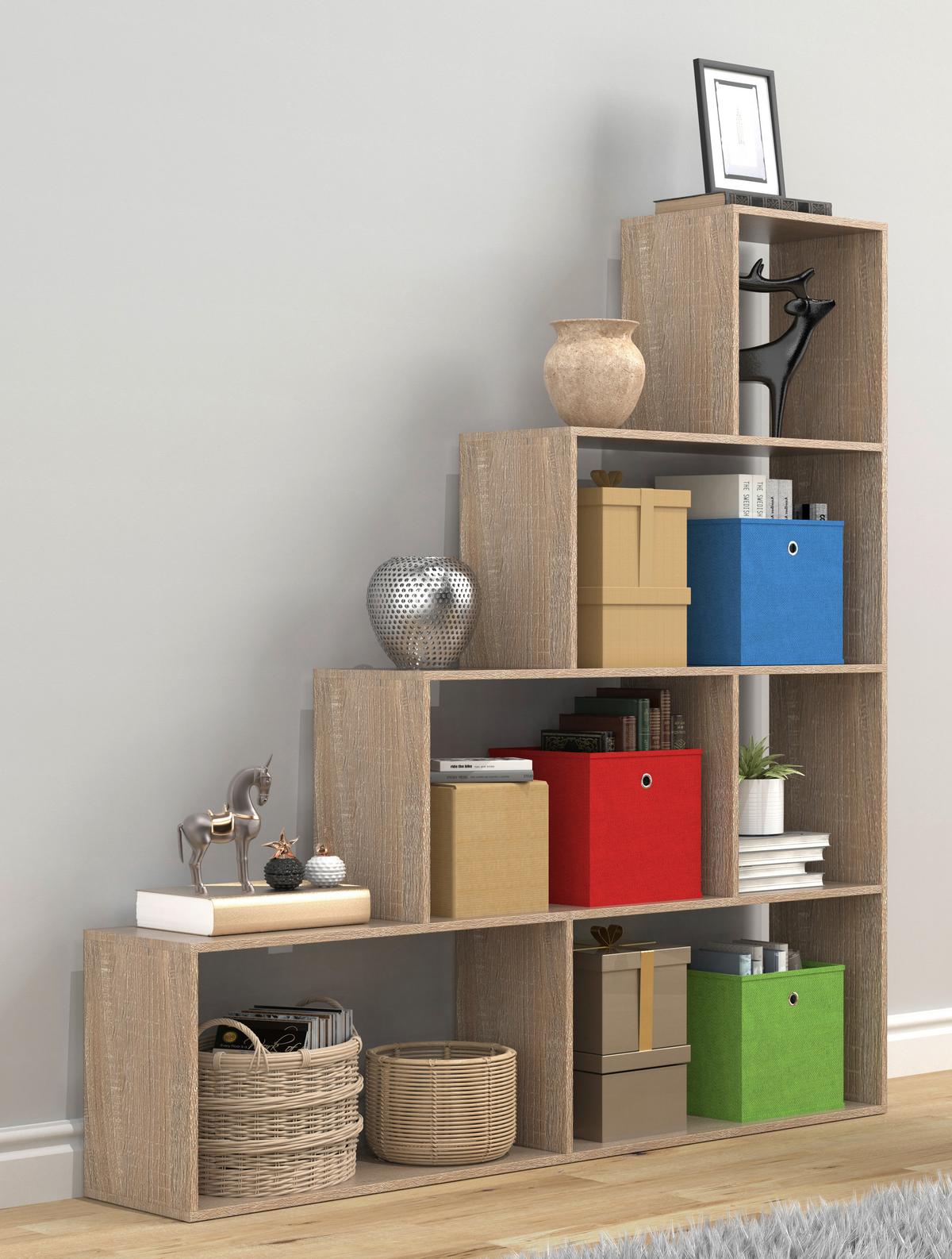 Regal Dubila Sonoma Eiche Dekor B: 155 cm - Sonoma Eiche, Basics, Holzwerkstoff (155/163/29cm) - MID.YOU