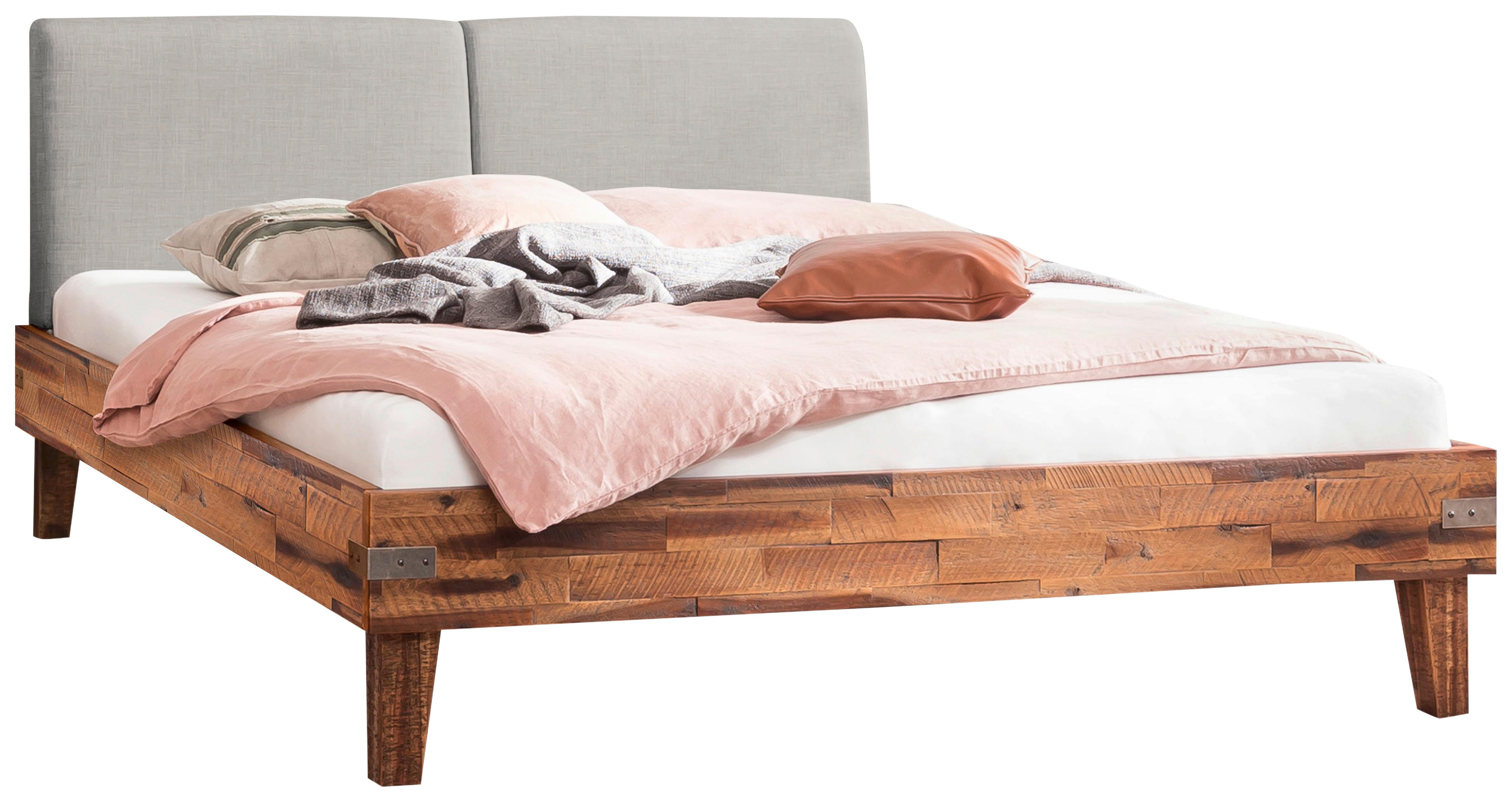 Bett Alino Braun/Hellgrau 140x200 cm - Hellgrau/Braun, MODERN, Holz/Textil (140/200cm) - Hasena