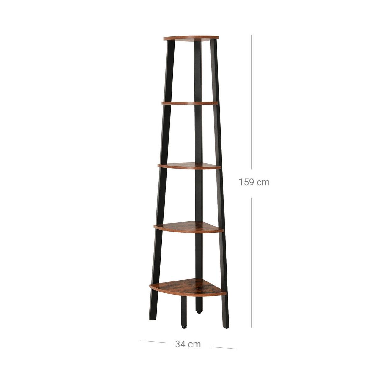ROHOVÝ REGÁL IRON - hnedá/čierna, Basics, kov/kompozitné drevo (34,2/158,8/34,2cm) - Boxxx