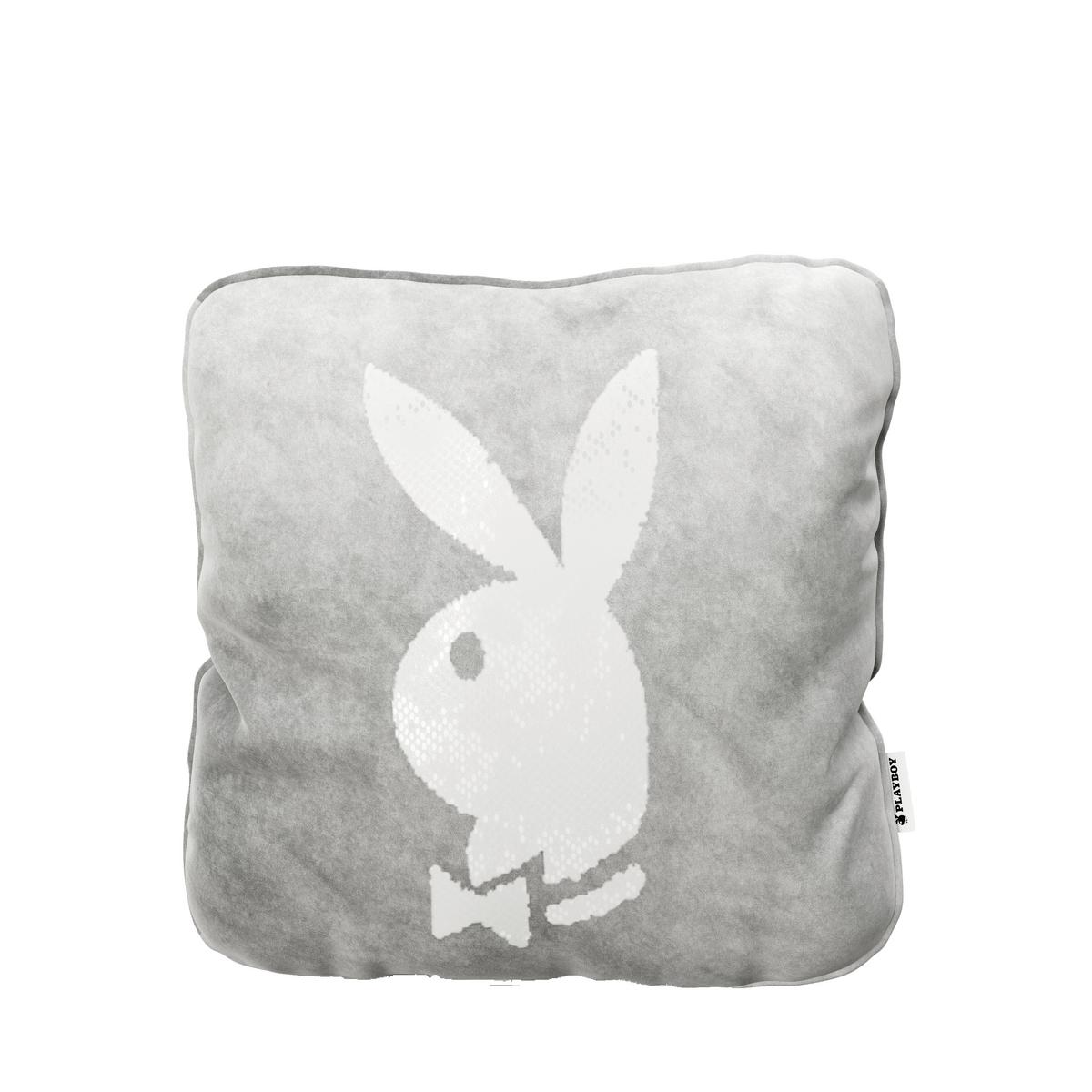Zierkissen Bunnyhead 40x40 cm Synthetikfaser Grau - Grau, Basics, Textil (40/40cm) - Playboy