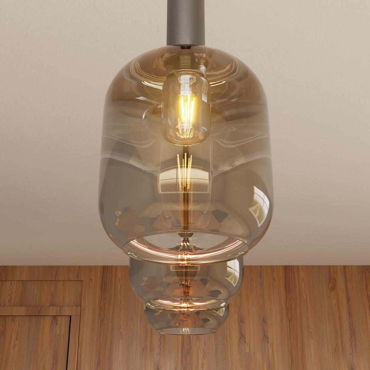 ZÁVĚSNÉ SVÍTIDLO SIOP - jantarové barvy/průhledné, Moderní, kov/plast (80/20/120cm)