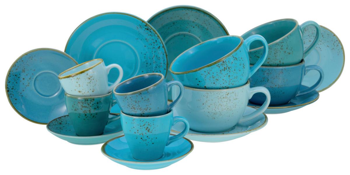 Tassenset Keramik 16-Teilig Blau - Blau, Basics, Keramik - Creatable