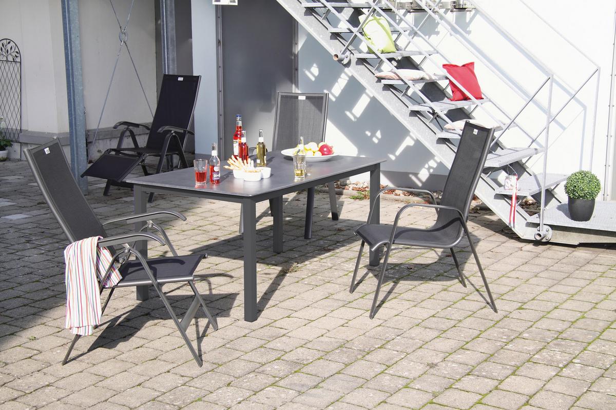 Gartensessel Acamp Metall/textil - Anthrazit/Schwarz, Basics, Textil/Metall (68/116/61cm) - Acamp