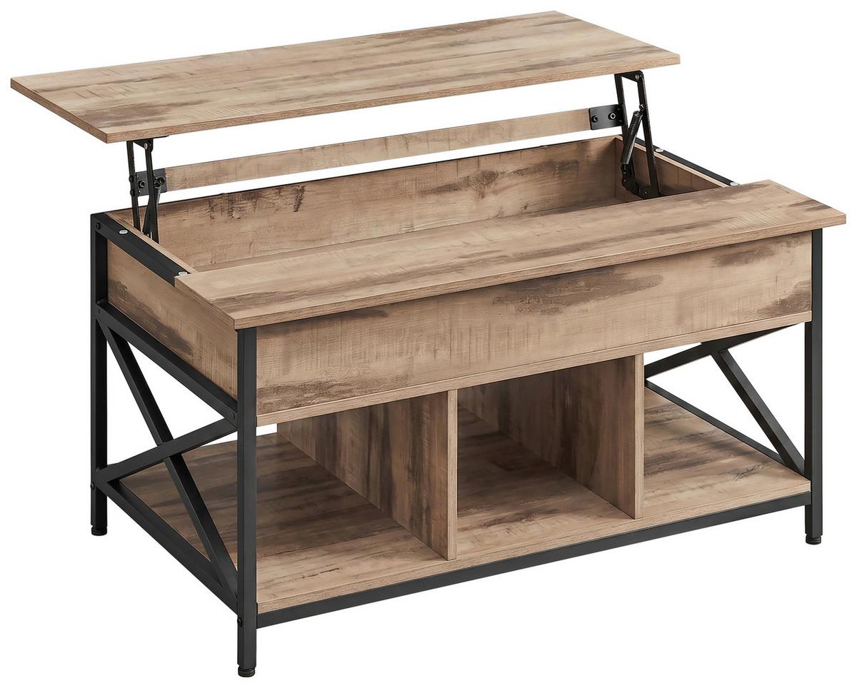 COUCHTISCH Schwarz, Eiche Dekor B: 100 cm - Eichefarben/Schwarz, Trend, Holzwerkstoff/Metall (100/48-62/60cm) - MID.YOU