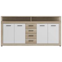 Sideboard Lupo Eiche Dekor Weiß B: 190 Cm - Weiß/Sonoma Eiche, Design, Holzwerkstoff (190/96/32cm) - MID.YOU