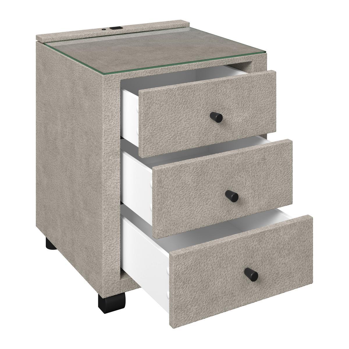 Nachtkästchen Elysia Naturfarben, B: 48cm - Naturfarben, Trend, Glas/Holz (48cm) - Luca Bessoni