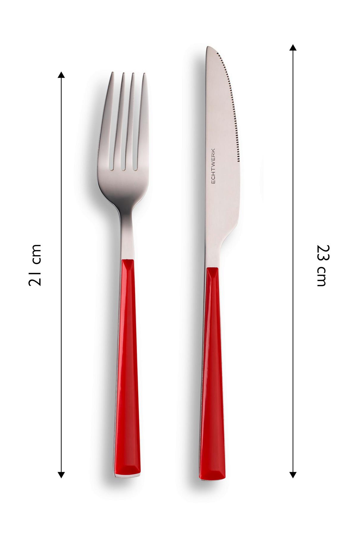Besteckset 16-Teilig für 3 Personen - Rot/Silberfarben, Basics, Metall - Echtwerk