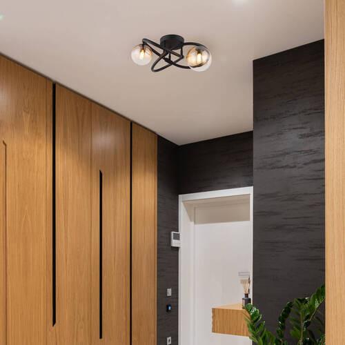 LED-Deckenleuchte 56141-2d - Klar/Schwarz, Design, Glas/Metall (41/20cm) - Globo