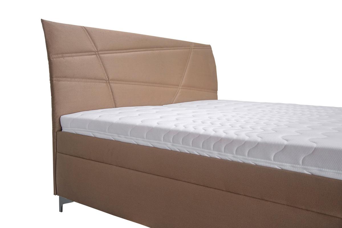 Čalouněná postel LAUREN 180x200, hnědý nugát, koženka - bílá/barvy chromu, Konvenční, dřevo/textil (180/200cm)
