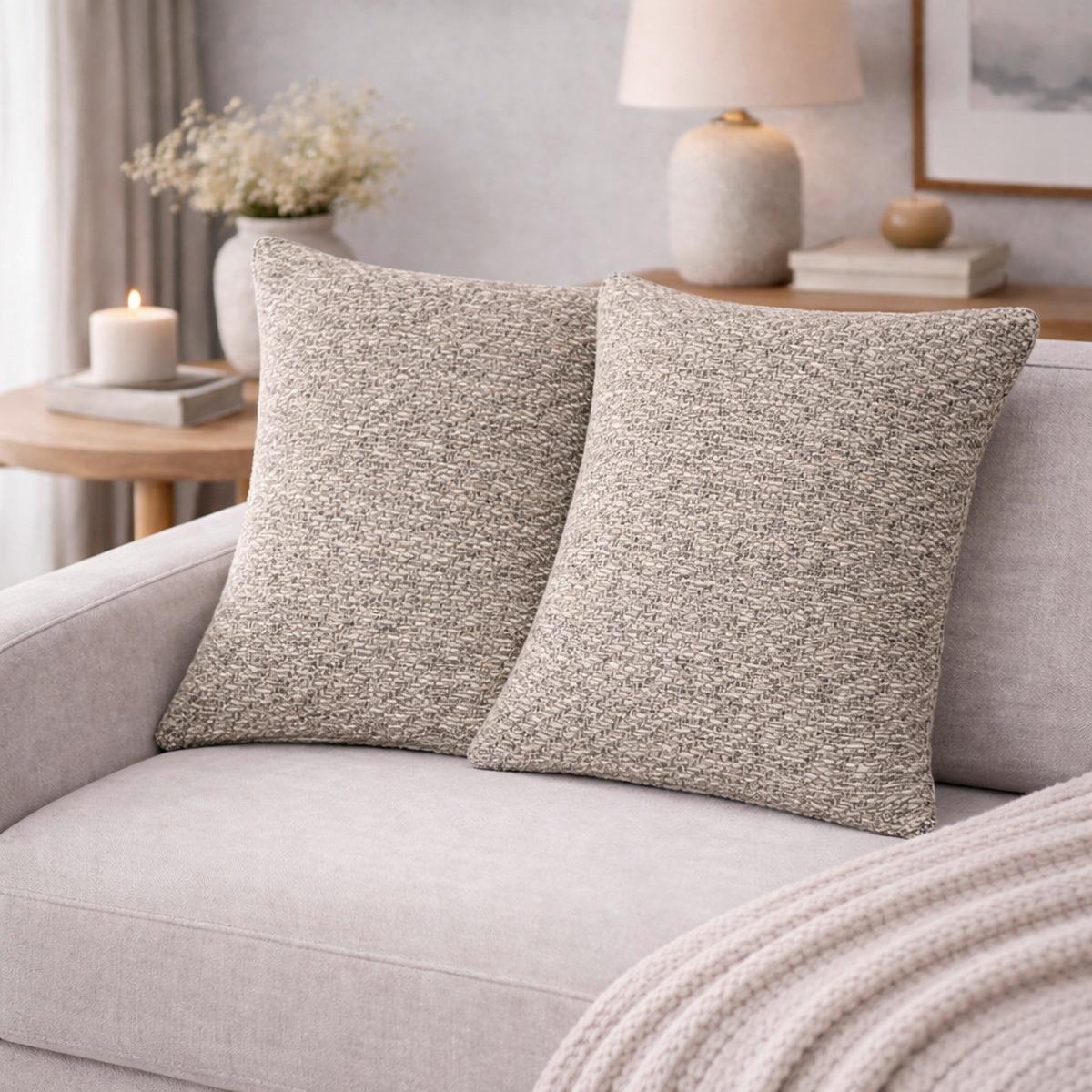 Kissenhüllen-Set Fjella - Silberfarben, Basics, Textil (50/50cm)