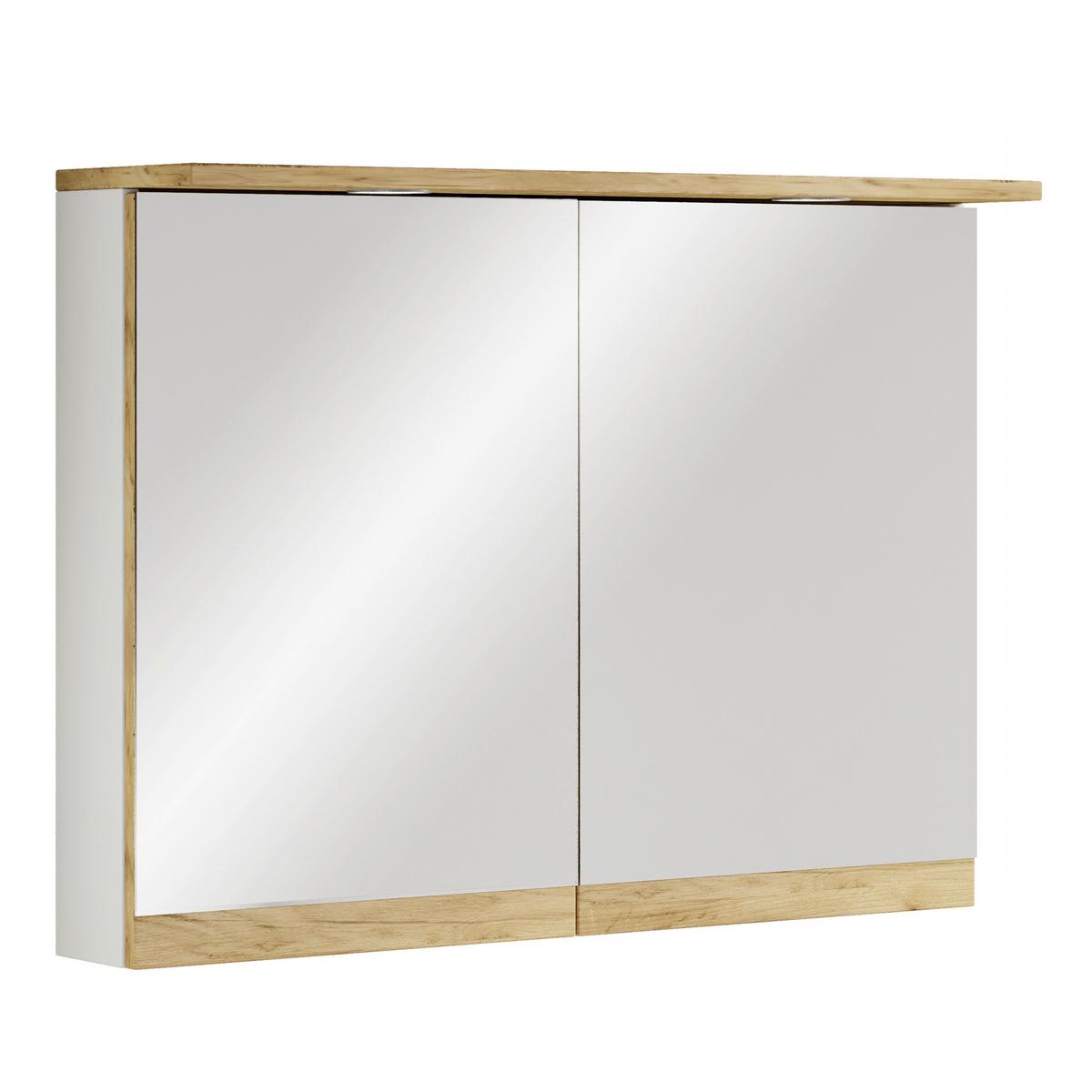 Tükrös Szekrény Cosila - méztölgy színű/fehér, Trend, faalapú anyag/üveg (80/59/23cm) - MID.YOU